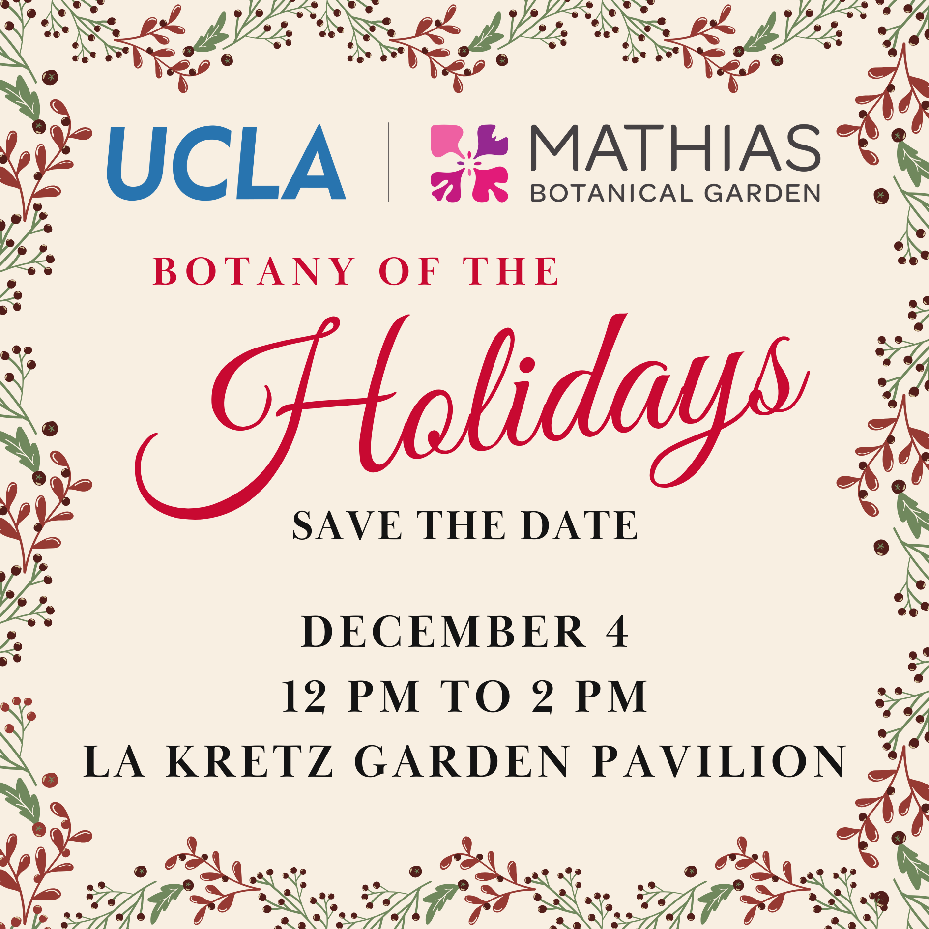 Botany of the Holidays Save the Date 2025