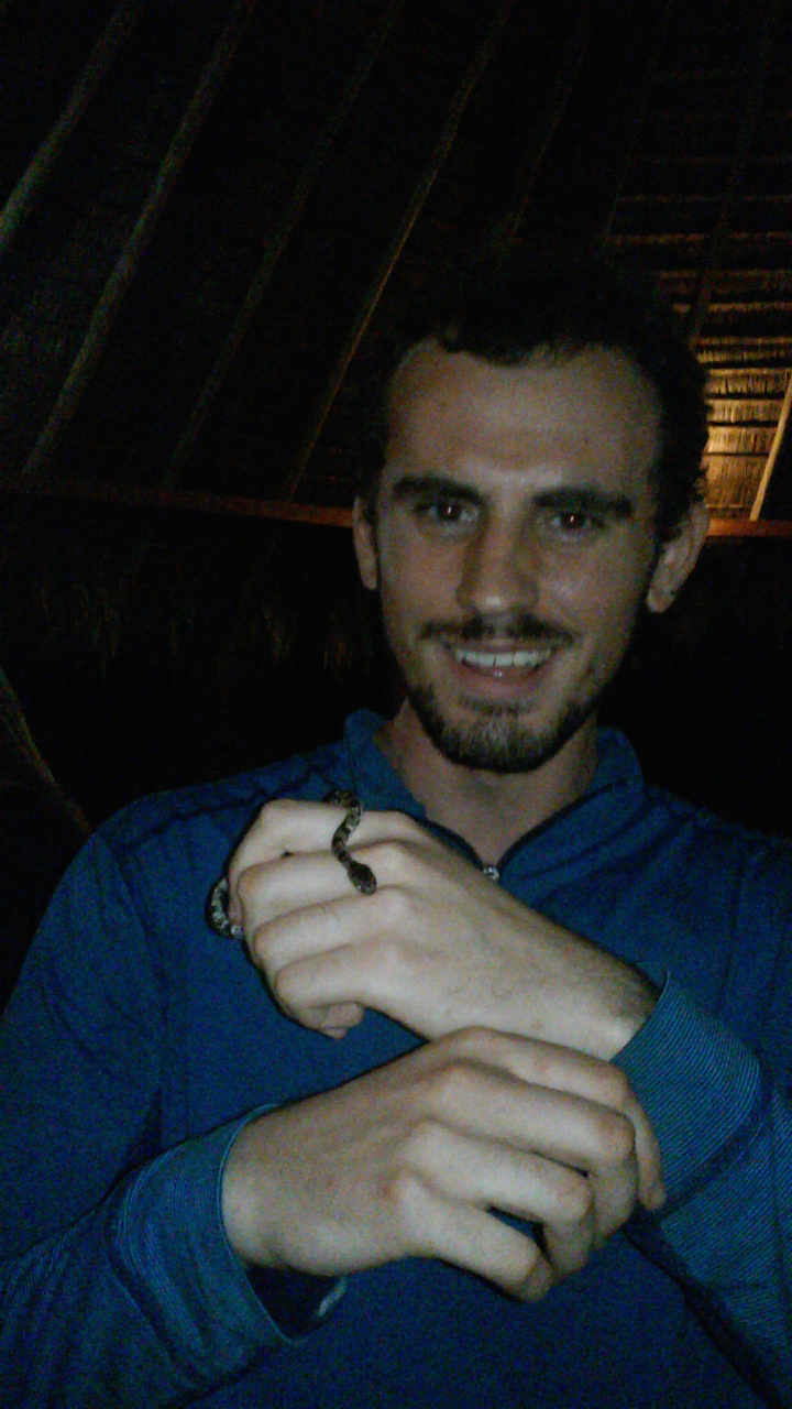 Jeff holding a Cloudy Slugeater snake